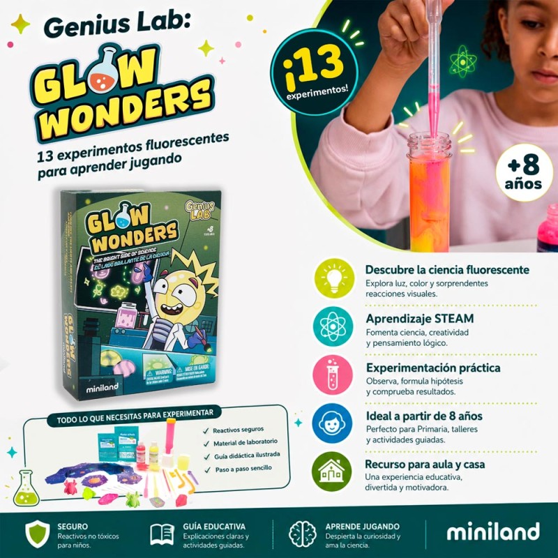 MINILAND ΕΚΠΑΙΔΕΥΤΙΚΟ ΣΕΤ ΠΕΙΡΑΜΑΤΩΝ ΦΘΟΡΙΣΜΟΥ GENIUS LAB GLOW WONDERS