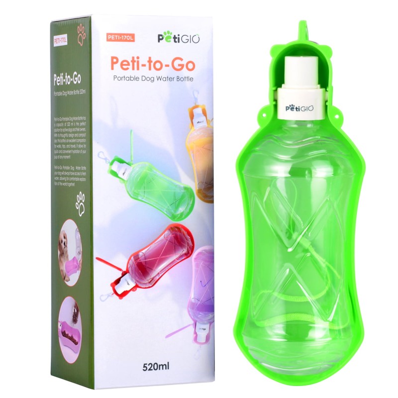 PETIGIO ΦΟΡΗΤΟ ΜΠΟΥΚΑΛΙ ΝΕΡΟΥ ΓΙΑ ΣΚΥΛΟΥΣ 520 ML ΠΡΑΣΙΝΟ