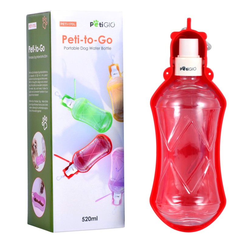 PETIGIO ΦΟΡΗΤΟ ΜΠΟΥΚΑΛΙ ΝΕΡΟΥ ΓΙΑ ΣΚΥΛΟΥΣ 520 ML ΚΟΚΚΙΝΟ