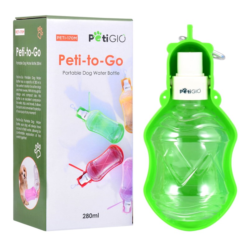 PETIGIO ΦΟΡΗΤΟ ΜΠΟΥΚΑΛΙ ΝΕΡΟΥ ΓΙΑ ΣΚΥΛΟΥΣ 280 ML ΠΡΑΣΙΝΟ