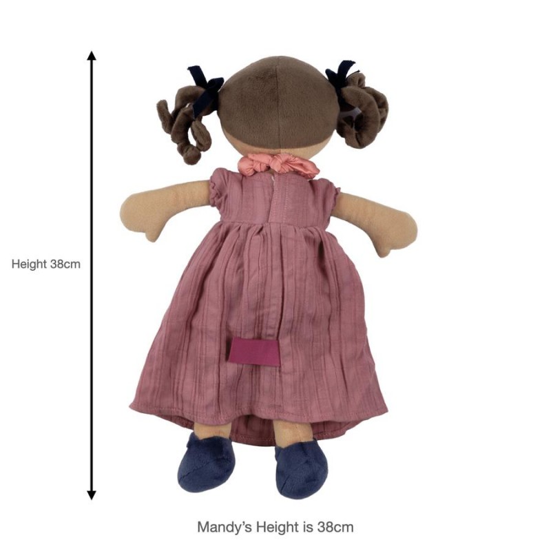 BONIKKA ΥΦΑΣΜΑΤΙΝΗ ΠΑΙΔΙΚΗ ΚΟΥΚΛΑ MANDY 38 CM ΜΕ ΒΡΑΧΙΟΛΑΚΙ ΦΙΛΙΑΣ