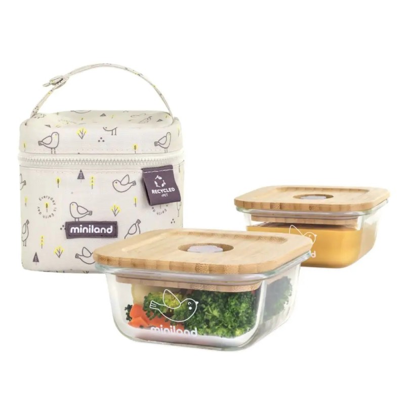 MINILAND ΣΕΤ 2 ΔΟΧΕΙΩΝ 210 ML PACK 2 GO ECO SQUARE CHICK